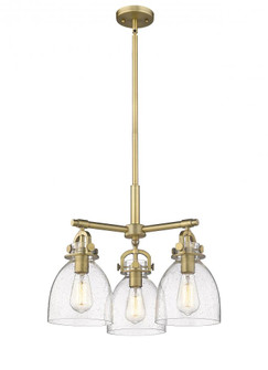 Newton Bell - 3 Light - 21 inch - Brushed Brass - Pendant (3442|410-3CR-BB-G412-7SDY)