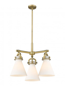 Newton Cone - 3 Light - 21 inch - Brushed Brass - Pendant (3442|410-3CR-BB-G411-7WH)