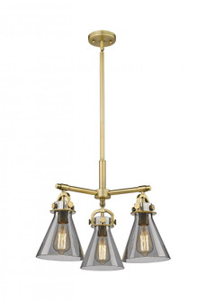 Newton Cone - 3 Light - 21 inch - Brushed Brass - Pendant (3442|410-3CR-BB-G411-7SM)