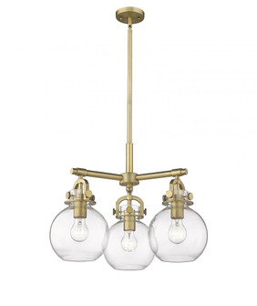 Newton Sphere - 3 Light - 21 inch - Brushed Brass - Pendant (3442|410-3CR-BB-G410-7CL)