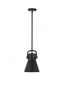 Newton Cone - 1 Light - 8 inch - Matte Black - Mini Pendant (3442|410-1SS-BK-M411-8BK)