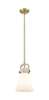 Newton Cone - 1 Light - 8 inch - Brushed Brass - Mini Pendant (3442|410-1SS-BB-G411-8WH)
