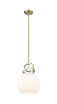 Newton Sphere - 1 Light - 8 inch - Brushed Brass - Stem Hung - Mini Pendant (3442|410-1SM-BB-G410-10WH)