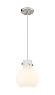 Newton Sphere - 1 Light - 8 inch - Brushed Satin Nickel - Cord hung - Mini Pendant (3442|410-1PS-SN-G410-8WH)