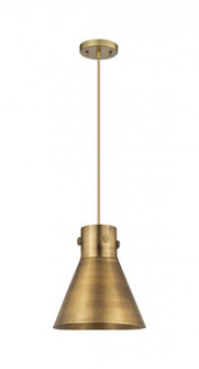 Newton Cone - 1 Light - 10 inch - Brushed Brass - Cord hung - Pendant (3442|410-1PM-BB-M411-10BB)