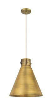 Newton Cone - 1 Light - 14 inch - Brushed Brass - Cord hung - Pendant (3442|410-1PL-BB-M411-14BB)