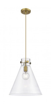 Newton Cone - 1 Light - 14 inch - Brushed Brass - Cord hung - Pendant (3442|410-1PL-BB-G411-14CL)