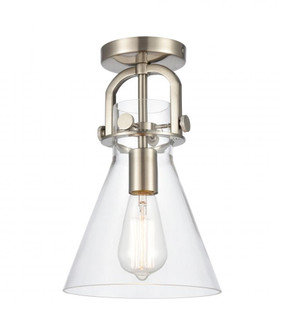 Newton Cone - 1 Light - 8 inch - Satin Nickel - Semi-Flush Mount (3442|410-1F-SN-G411-8CL)