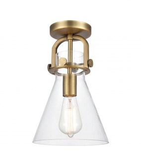 Newton Cone - 1 Light - 8 inch - Brushed Brass - Semi-Flush Mount (3442|410-1F-BB-G411-8CL)