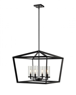 Colchester - 4 Light - 22 inch - Matte Black - Pendant (3442|378-4CR-BK-CL-22)
