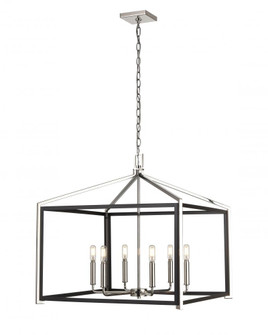 Wiscoy - 6 Light - 24 inch - Black Polished Nickel - Chain Hung - Chandelier (3442|376-6CR-BPN-24)