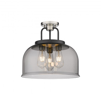 Kahana - 3 Light - 15 inch - Black Satin Nickel - Semi-Flush Mount (3442|239-3C-BSN-G239-15SM)