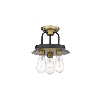 Kahana - 3 Light - 15 inch - Black Brushed Brass - Semi-Flush Mount (3442|239-3C-BBB)
