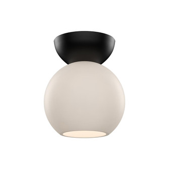 Arcadia 6-in Black/Opal Glass 1 Light Semi Flush Mount (461|SF59706-BK/OP)
