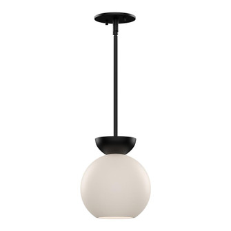 Arcadia 8-in Black/Opal Glass 1 Light Pendant (461|PD59708-BK/OP)