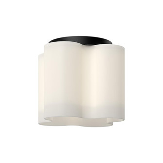 Clover 9-in Black/Opal Glass Dimmable LED Flush Mount (461|FM54809-BK/OP)