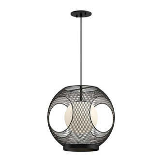 Kona 13-in Black/Opal Glass 1 Light Exterior Pendant (461|EP56913-BK/OP)