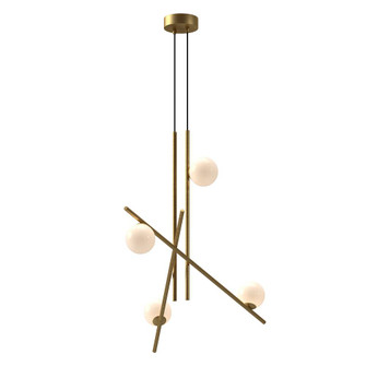 Amara 32-in Brushed Gold/Glossy Opal Glass LED Chandeliers (461|CH89832-BG/GO)