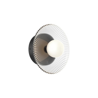 Hera 9-in Matte Black/Clear Ribbed Glass LED Wall/Vanity (7713|WV417510MBCR)