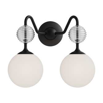 Celia 15-in Matte Black/Opal Glass 2 Lights Damp-Rated Vanity Light (7713|VL415315MBOP)