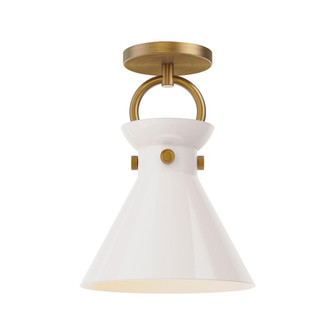 Emerson 9-in Aged Gold/Glossy Opal Glass 1 Light Semi Flush Mount (7713|SF412509AGGO)