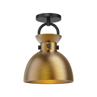 Waldo 9-in Matte Black/Aged Gold 1 Light Semi Flush Mount (7713|SF411309MBAG)