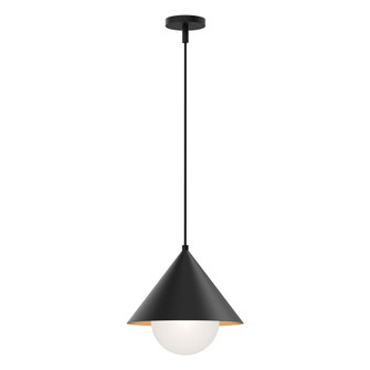 Remy 14-in Matte Black/Opal Glass 1 Light Pendant (7713|PD485214MBOP)
