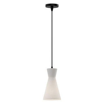 Betty 6-in Matte Black/Opal Glass 1 Light Socket Pendant (7713|PD473706MBOP)