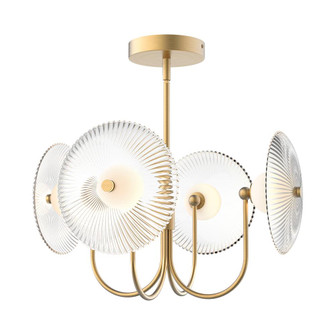 Hera 21-in Brushed Gold/Clear Ribbed Glass LED Pendant (7713|PD417904BGCR)