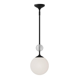 Celia 8-in Matte Black/Opal Glass 1 Light Socket Pendant (7713|PD415308MBOP)