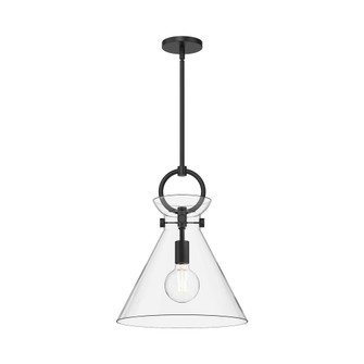 Emerson 14-in Matte Black/Clear Glass 1 Light Pendant (7713|PD412514MBCL)