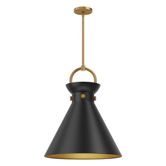 Emerson 18-in Aged Gold/Matte Black 1 Light Pendant (7713|PD412018AGMB)