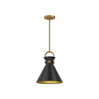 Emerson 11-in Aged Gold/Matte Black 1 Light Pendant (7713|PD412011AGMB)