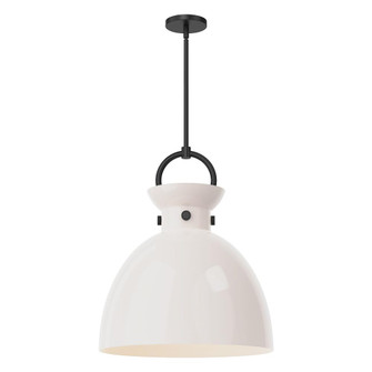Waldo 18-in Matte Black/Glossy Opal Glass 1 Light Socket Pendant (7713|PD411818MBGO)