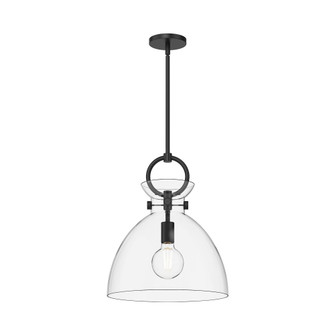 Waldo 14-in Matte Black/Clear Glass 1 Light Socket Pendant (7713|PD411814MBCL)