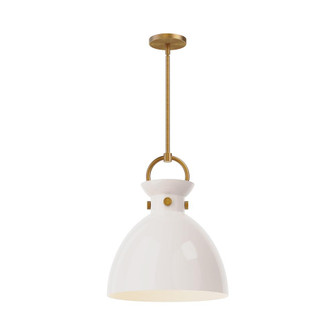 Waldo 14-in Aged Gold/Glossy Opal Glass 1 Light Socket Pendant (7713|PD411814AGGO)