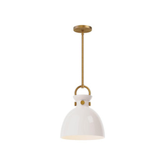 Waldo 11-in Aged Gold/Glossy Opal Glass 1 Light Socket Pendant (7713|PD411811AGGO)