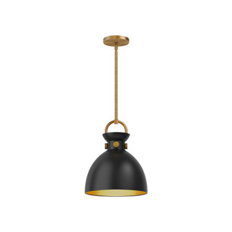 Waldo 11-in Aged Gold/Matte Black 1 Light Pendant (7713|PD411311AGMB)