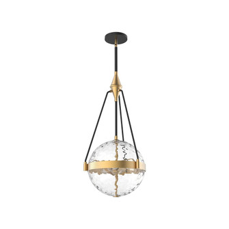 Harmony 14-in Brushed Gold/ Clear Water Glass 3 Lights Pendant (7713|PD406414BGWC)