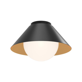 Remy 14-in Matte Black/Opal Glass 1 Light Flush Mount (7713|FM485214MBOP)