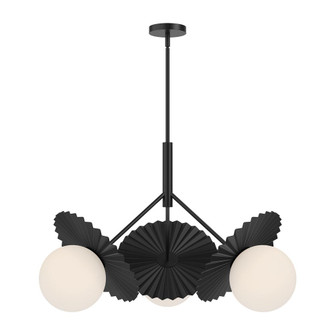 Plume 34-in Matte Black/Opal Glass 3 Lights Chandelier (7713|CH501334MBOP)