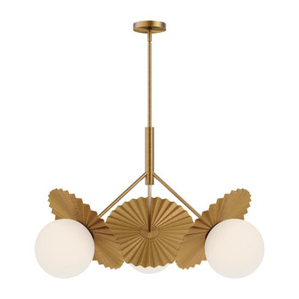 Plume 34-in Brushed Gold/Opal Glass 3 Lights Chandelier (7713|CH501334BGOP)