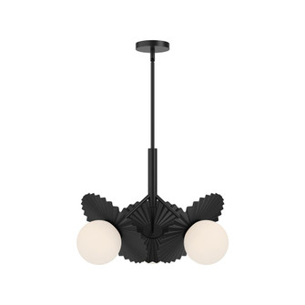Plume 21-in Matte Black/Opal Glass 3 Lights Chandelier (7713|CH501322MBOP)