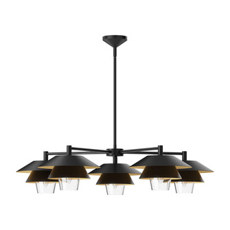Tetsu 38-in Matte Black/Clear Glass 5 Lights Chandelier (7713|CH475138MBCL)