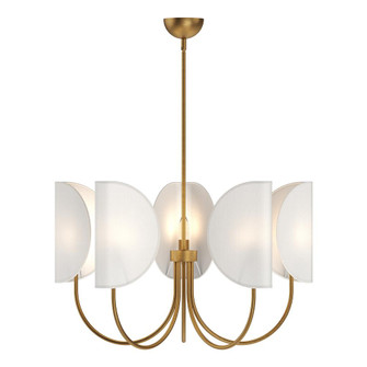 Seno 32-in Aged Gold/White Cotton Fabric 5 Lights Chandelier (7713|CH450732AGCW)