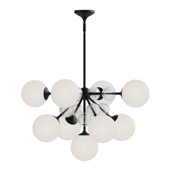 Celia 31-in Matte Black/Opal Glass 9 Lights Chandelier (7713|CH415331MBOP)