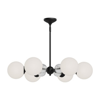 Celia 30-in Matte Black/Opal Glass 6 Lights Chandelier (7713|CH415330MBOP)