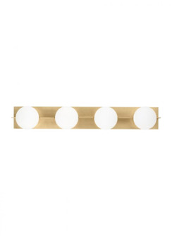 The Orbel 32.5-inch Damp Rated 4-Light Dimmable Bath Vanity in Natural Brass (7355|SLBA123NB-L)