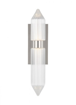 The Langston Large Damp Rated 1-Light Integrated Dimmable LED Wall Sconce in Polished Nickel (7355|700WSLGSN18N-LED927-277)