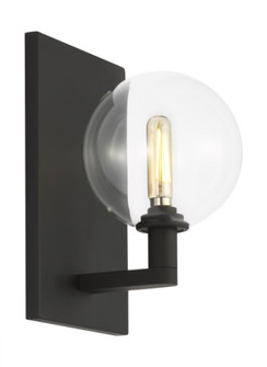 The Gambit Dry Rated 9-inch Single Damp Rated 1-Light Dimmable Wall Sconce in Nightshade Black (7355|700WSGMBSCB)